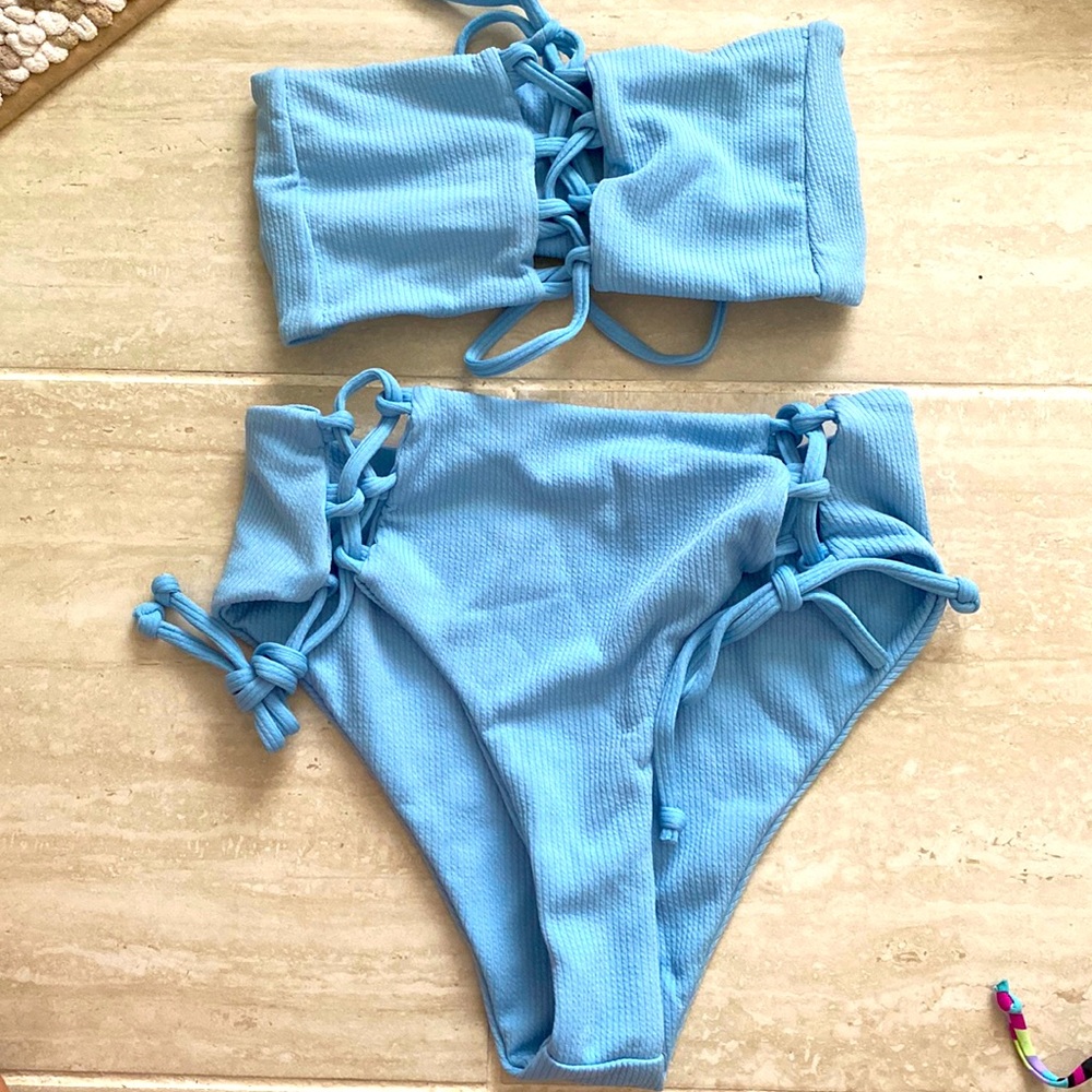 Lace up high waisted bikini